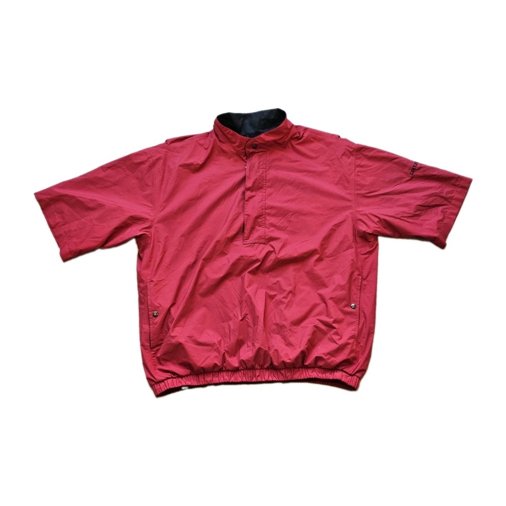 FootJoy DryJoys Golf Pullover Mens XL Red Short Sleeve Rain Wind Jacket